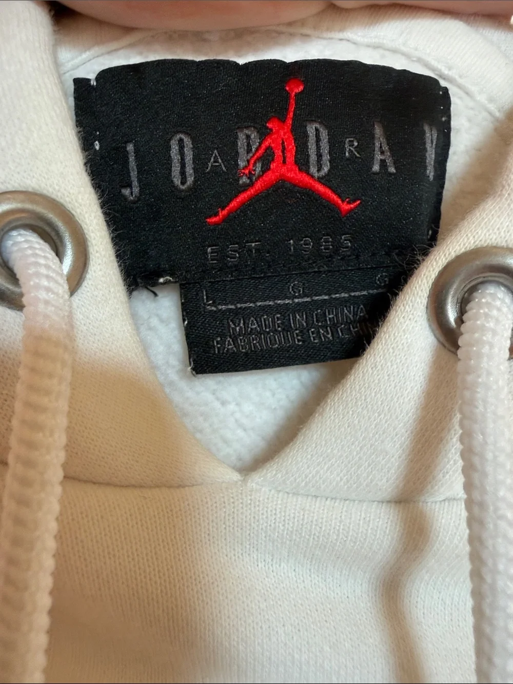 Jordan White Hoodie with Red Jumpman and Black Lettering